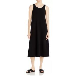 Eileen Fisher Organic Cotton Midi Tank Dress in Black NWOT Size XS